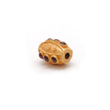 18KT Gold Ruby Stone Studded Fancy Beads - 12X8mm