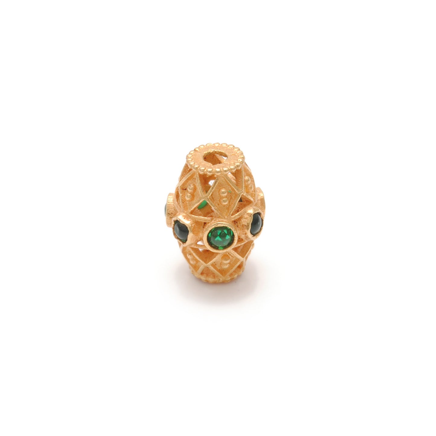 18 Karat Gold Marquise Spacer Beads with Stone Inlay - 11X8