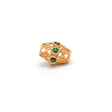 18 Karat Gold Marquise Spacer Beads with Stone Inlay - 11X8