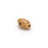 18 Karat Gold Oval Beads with Stone Inlay - 11x7.5 mm