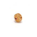 18 Carat Gold Fancy Rondelle DIY Beads With Red Stones