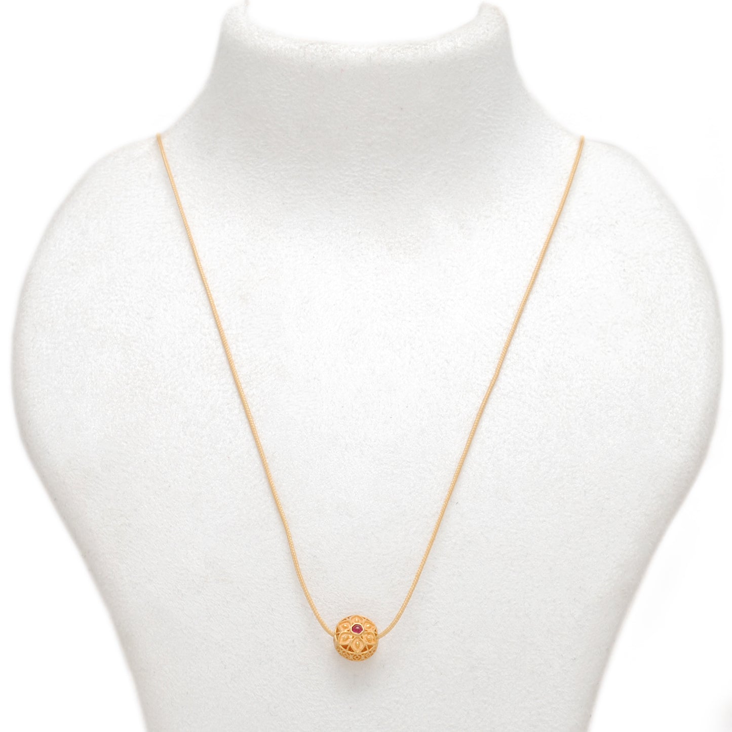 18 Carat Gold Fancy Flower Engraved Gemstone Rondelle Beads