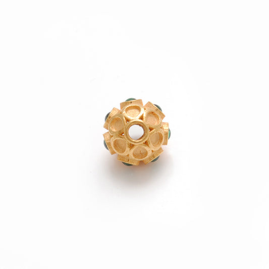 18 Karat Gold Green Stone Studded Rondelle Beads 8mm - view 3