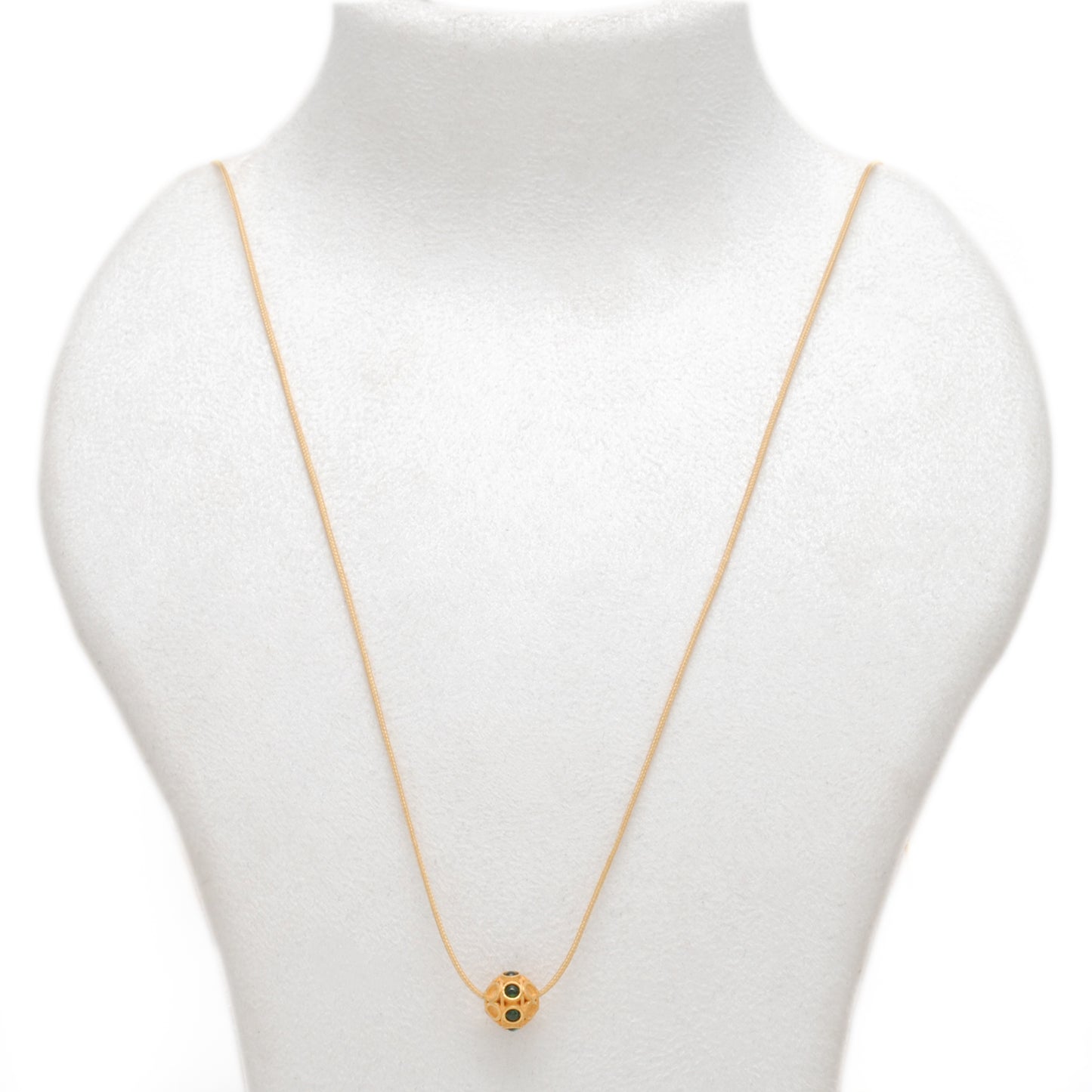 18 Karat Gold Green Stone Studded Rondelle Beads 8mm