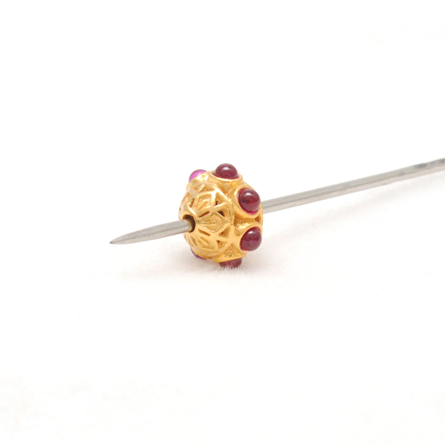 18K Gold Stones Studded Rondelle Beads