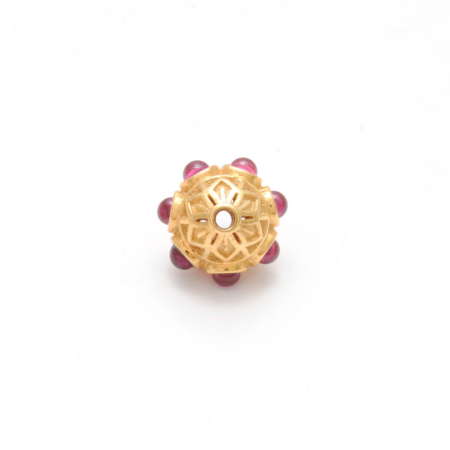 18K Gold Stones Studded Rondelle Beads