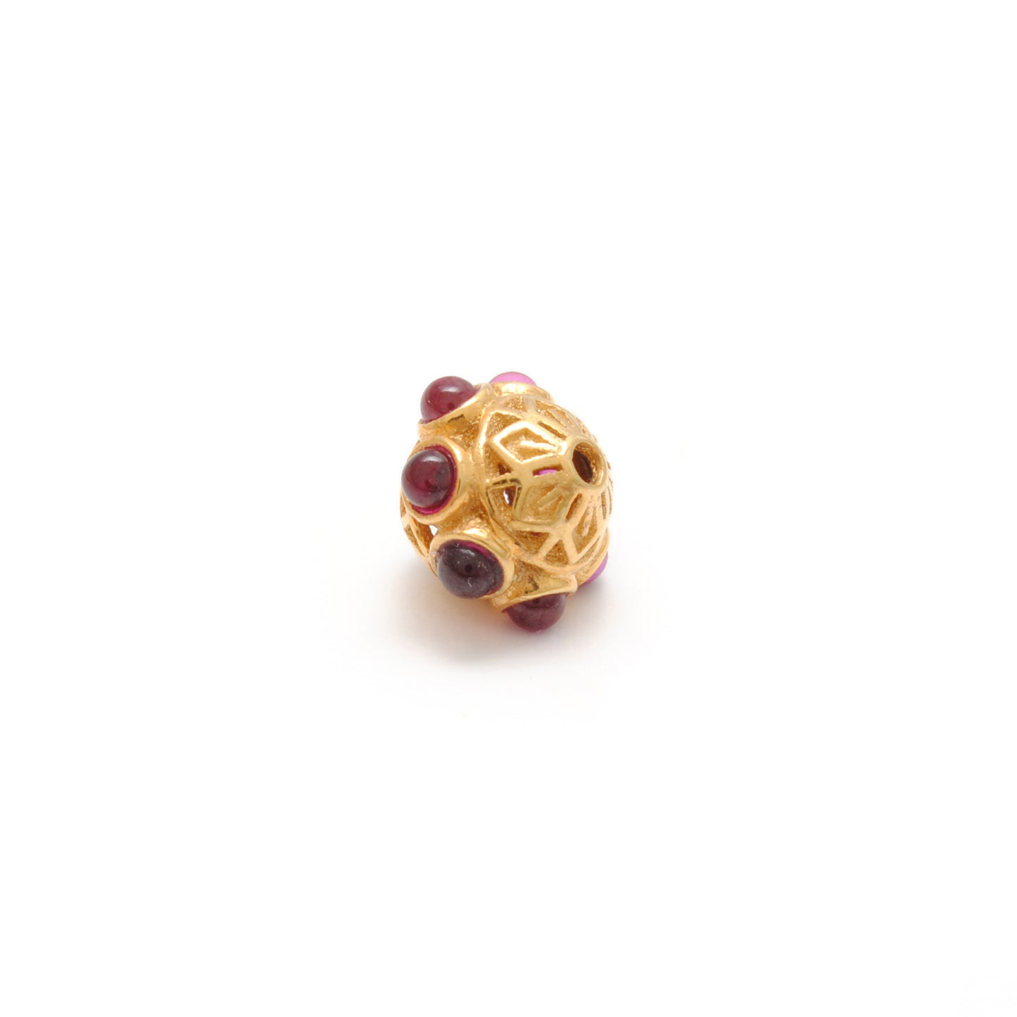 18K Gold Stones Studded Rondelle Beads