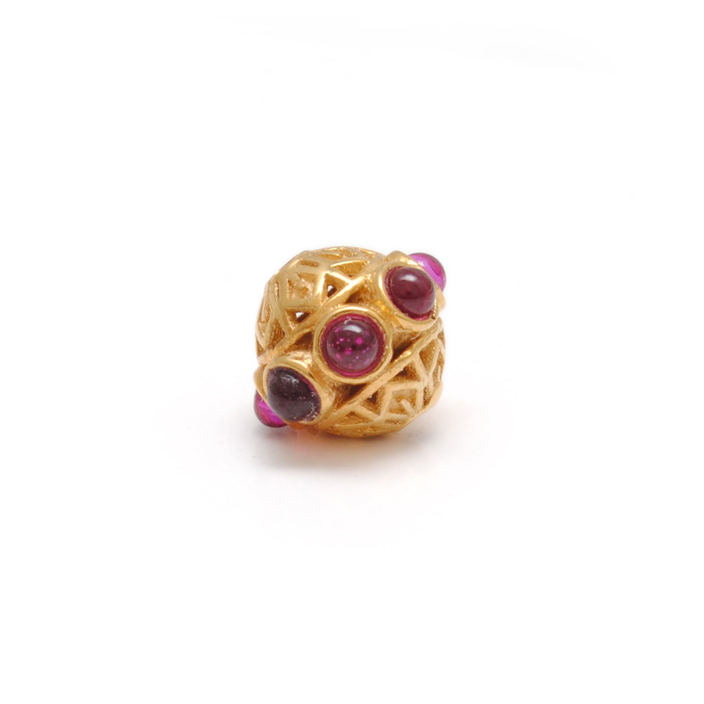 18K Gold Stones Studded Rondelle Beads