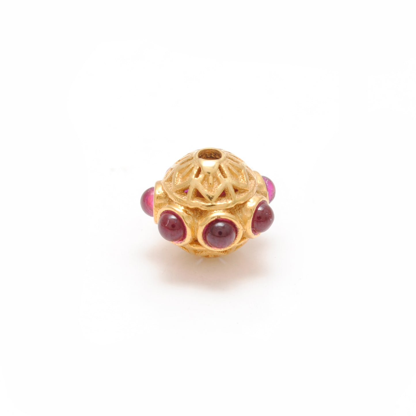 18K Gold Stones Studded Rondelle Beads