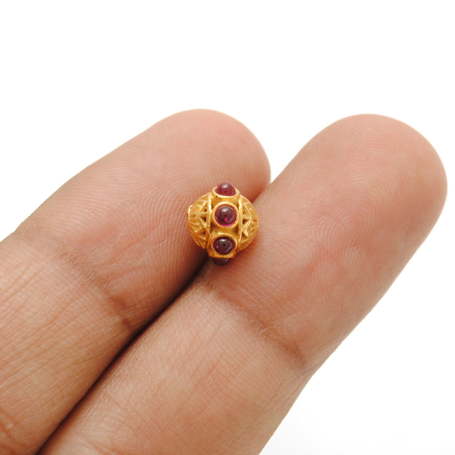 18K Gold Stones Studded Rondelle Beads