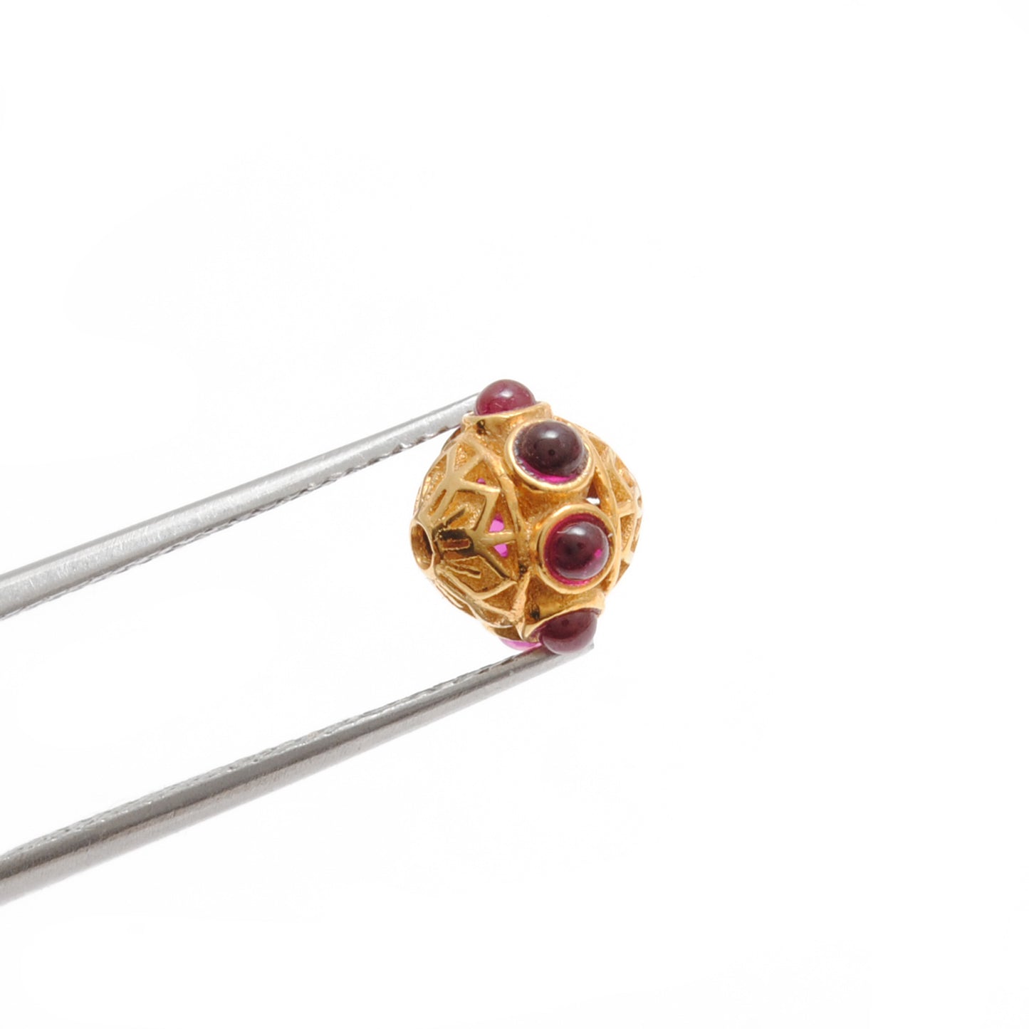 18K Gold Stones Studded Rondelle Beads