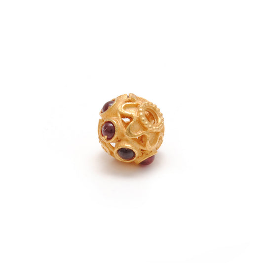 18 Karat Gold Studded Stone Rondelle Beads 8mm Findings - view 3