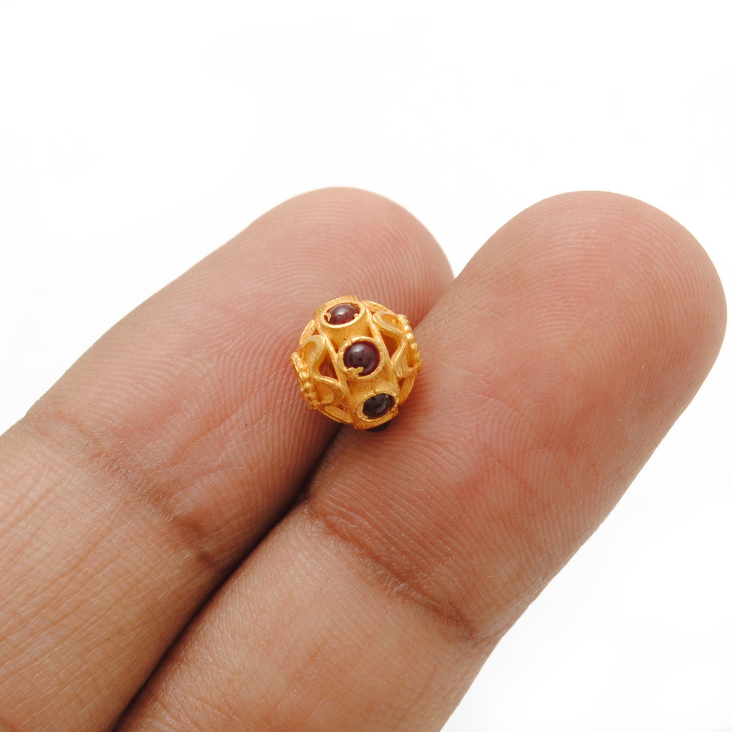 18 Karat Gold Studded Stone Rondelle Beads 8mm Findings