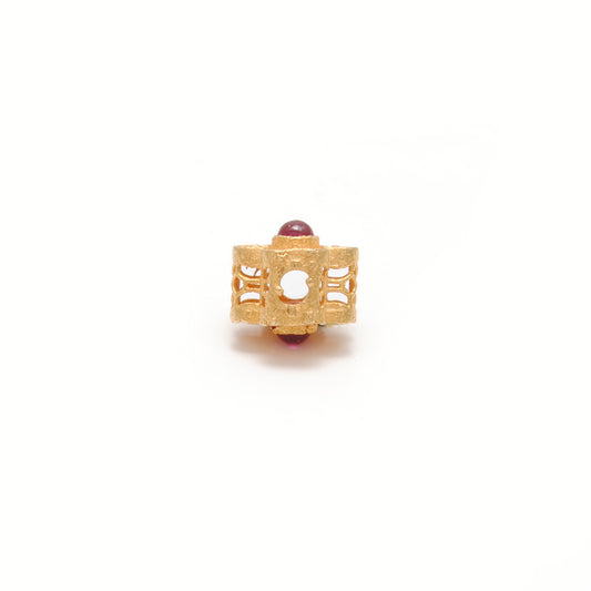 18KTT Gold Unique Studded Stone Spacer Beads Findings 7mm - view 3