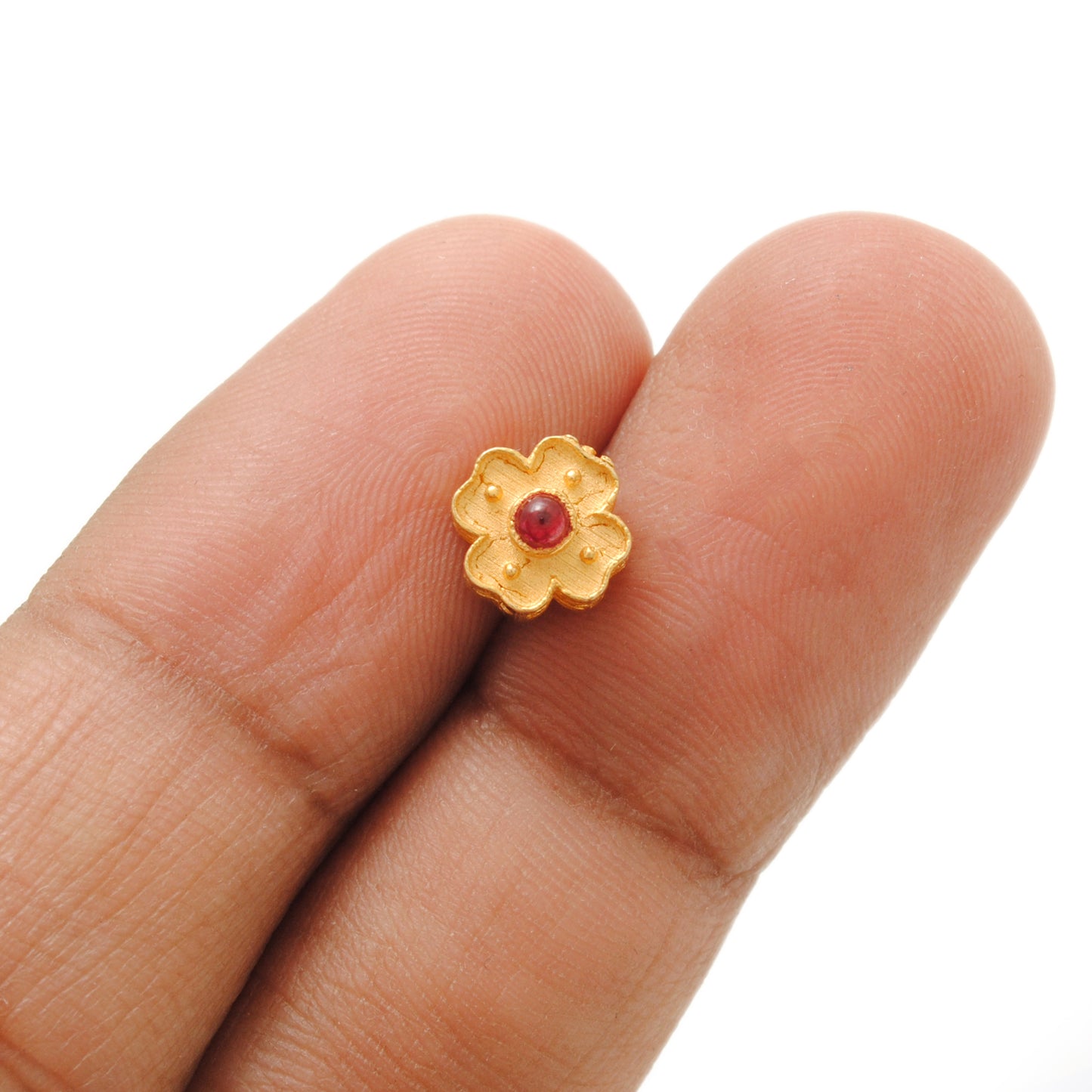 18KTT Gold Unique Studded Stone Spacer Beads Findings 7mm