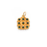 18k Yellow Gold Stone Studded Cushion Charm Pendant 15mm