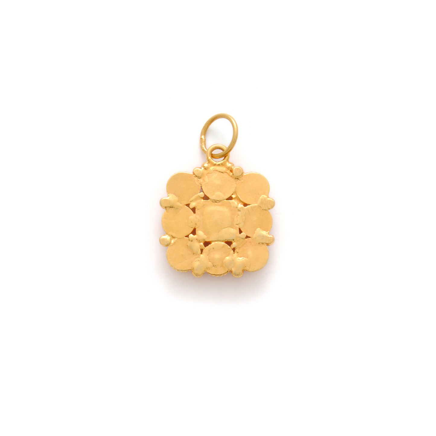 18k Yellow Gold Stone Studded Cushion Charm Pendent 15mm