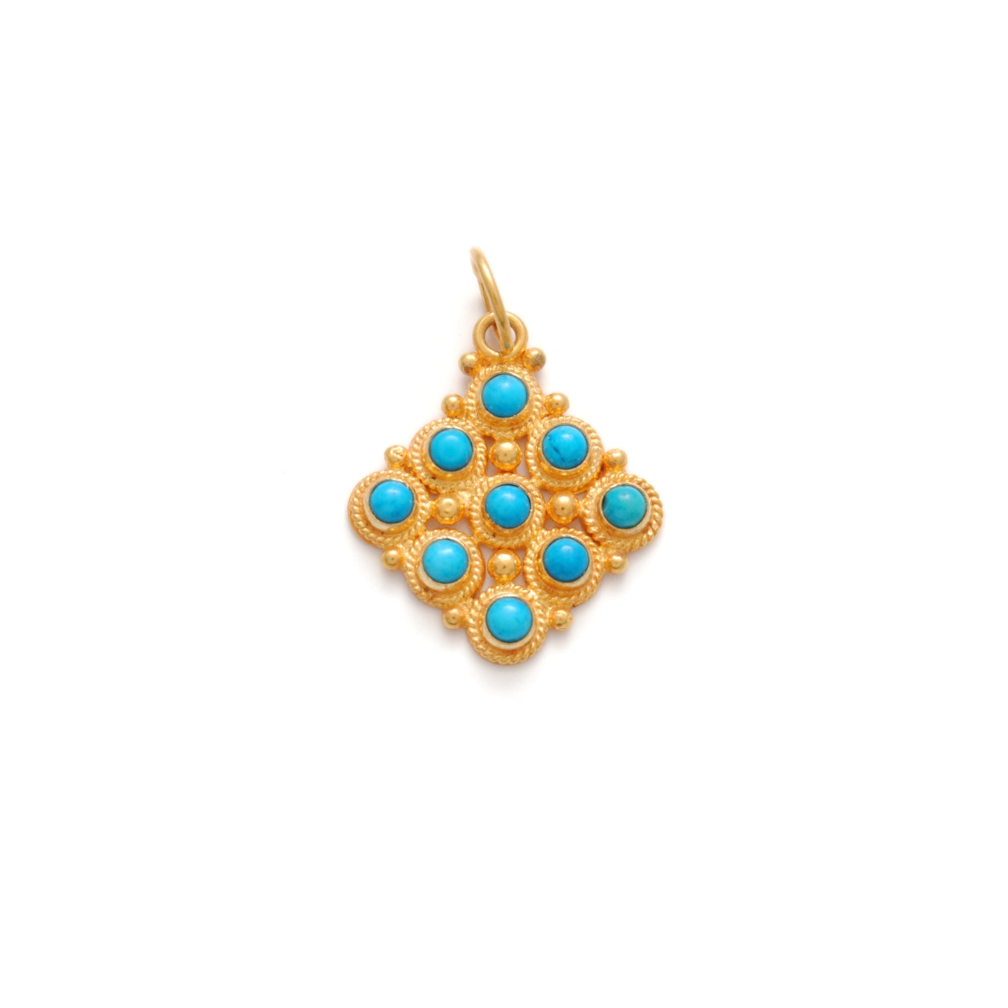 14mm Solid 18k Gold Cushion Pendant Blue Stone