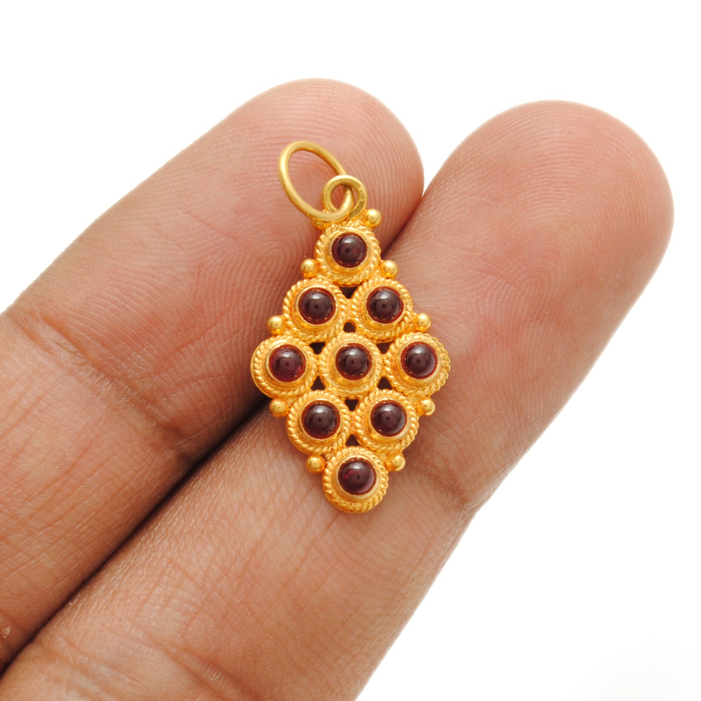 18k Yellow Gold Marquise Style Pendant With Stone Jewelry