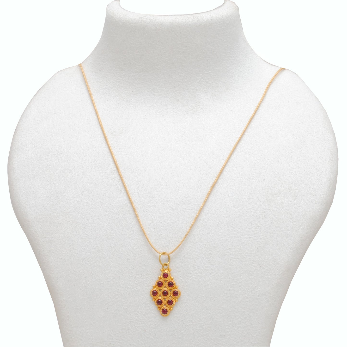 18k Yellow Gold Marquise Style Pendant With Stone Jewelry