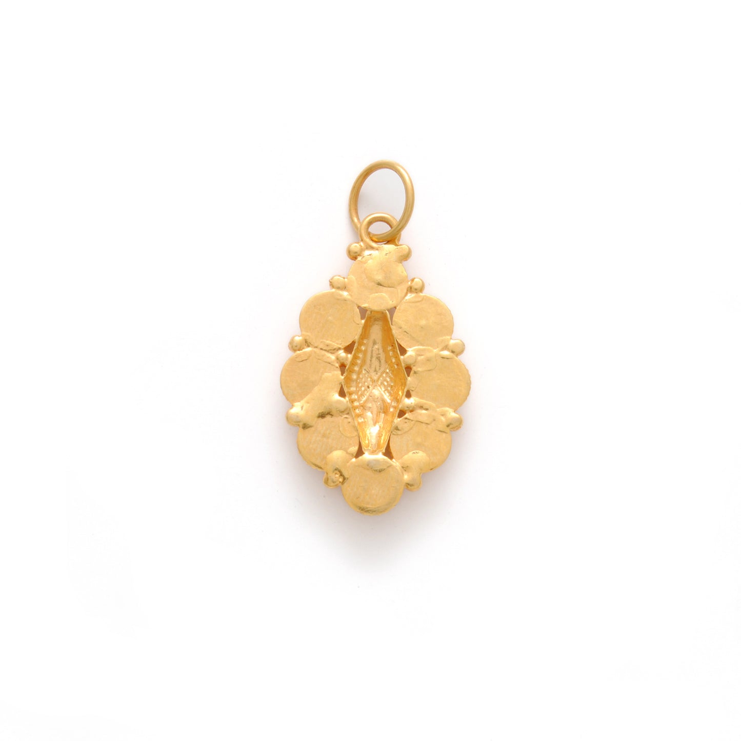 18k Solid Yellow Gold Multi-Gemstone Oval Pendant