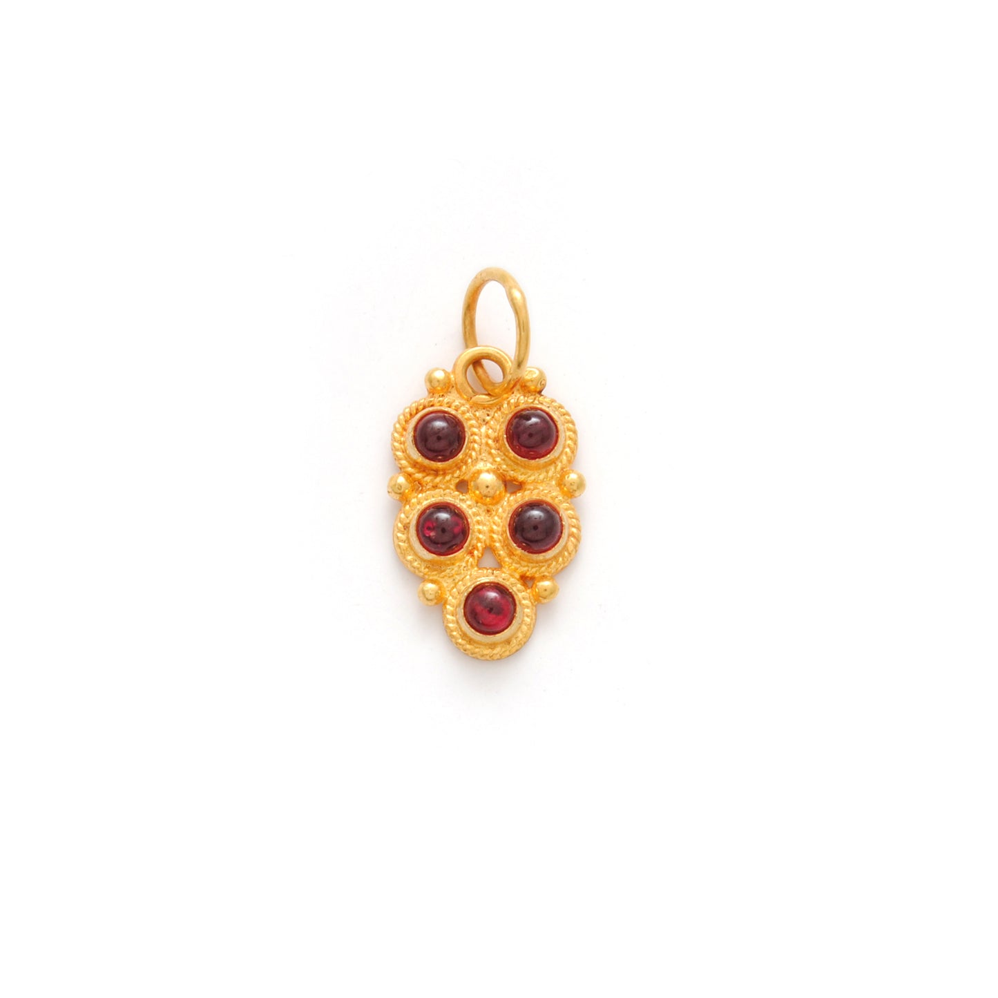 18k Yellow Gold Fancy Stone Studded Charm Pendant 15mm