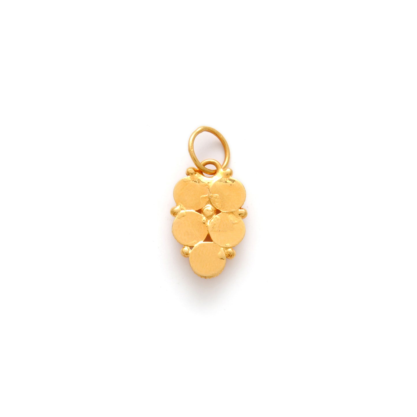 18k Yellow Gold Fancy Stone Studded Charm Pendant 15mm