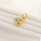 18k Solid Yellow Gold Charm Pendant with Stone 10mm