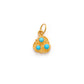 18k Solid Yellow Gold Charm Pendant with Stone 10mm