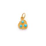 18k Solid Yellow Gold Charm Pendant with Stone 10mm