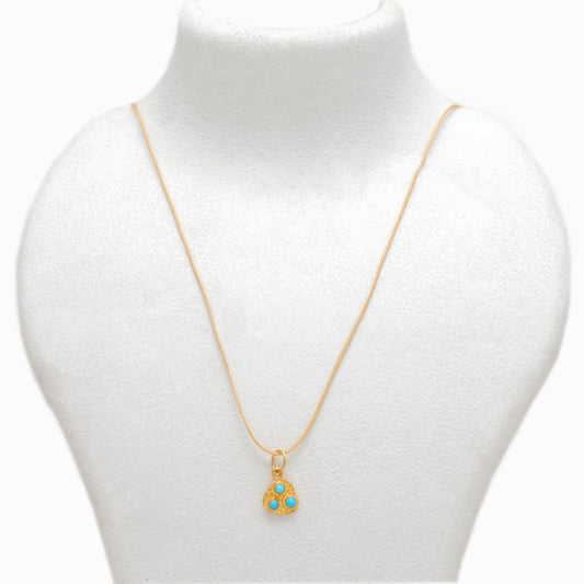 18k Solid Yellow Gold Charm Pendant with Stone 10mm - view 3