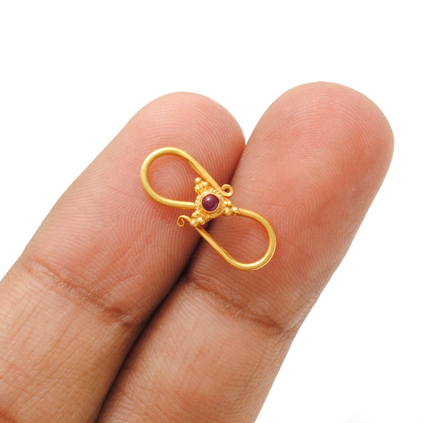 18 Carat Gold Gem Studded S-Clasp  Findings 18mm