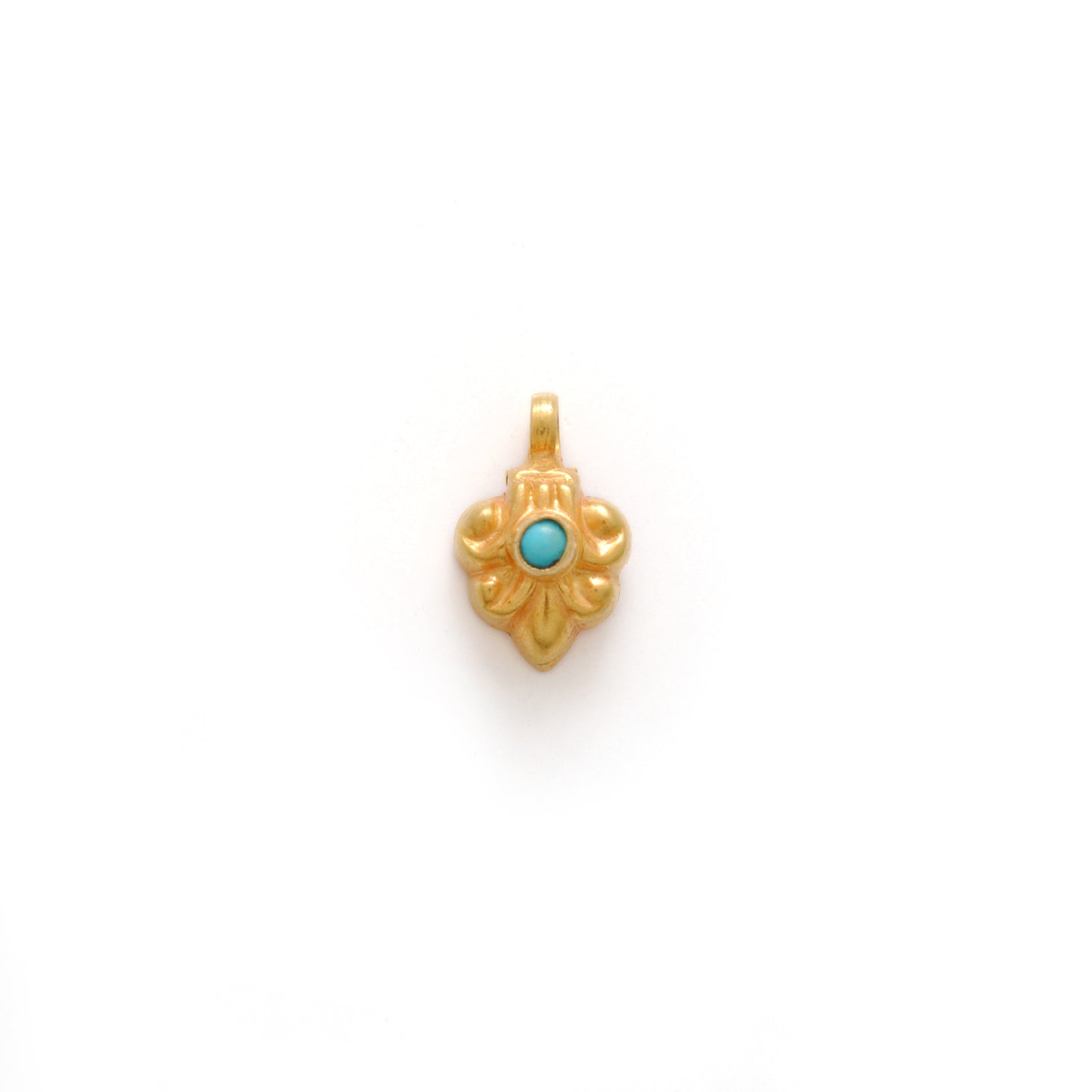 18K Solid Yellow Gold Stone Studded Women Charm Pendant