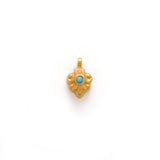 18K Solid Yellow Gold Stone Studded Women Charm Pendant