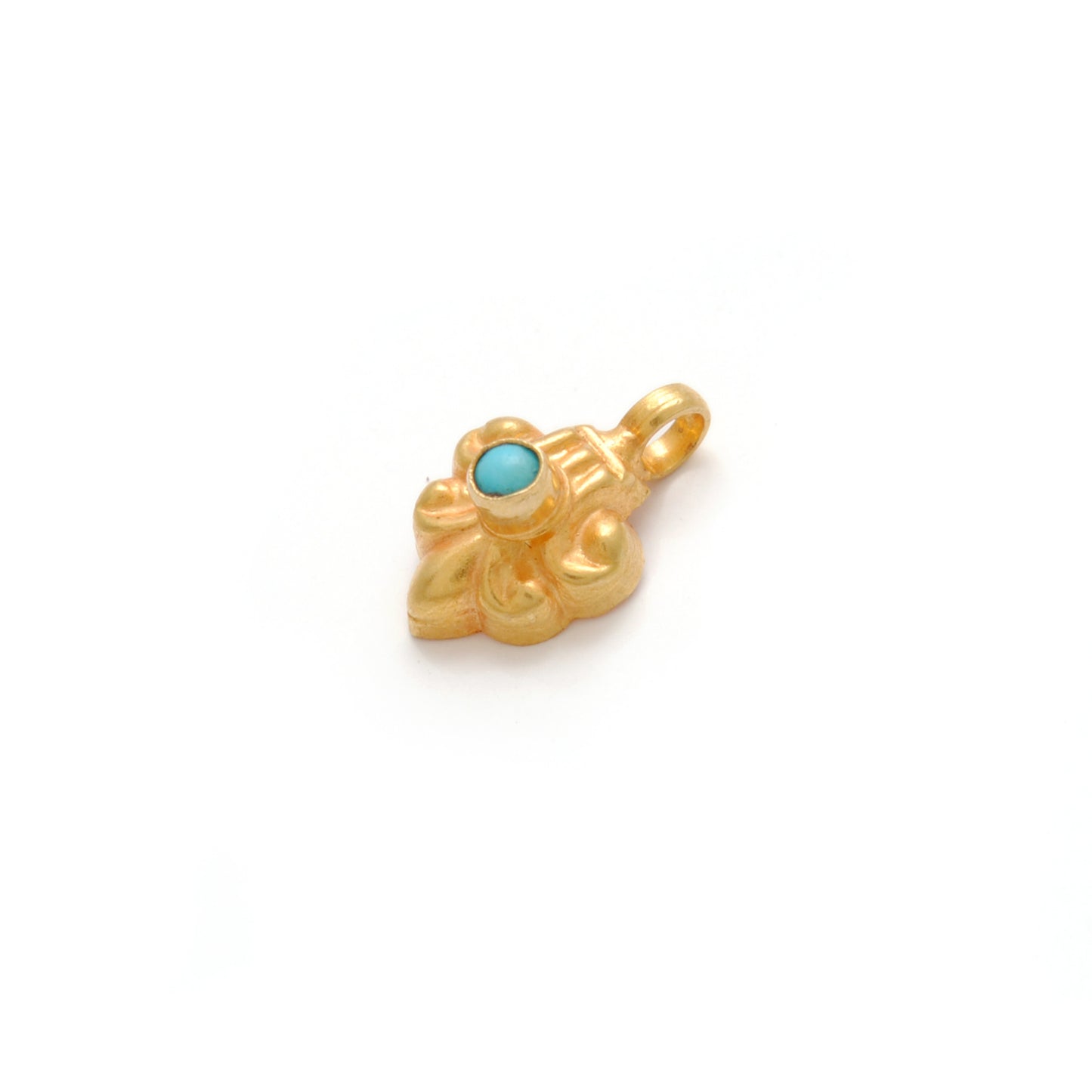 18K Solid Yellow Gold Stone Studded Women Charm Pendant