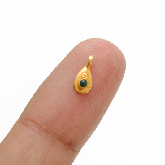 18k Yellow Gold Tear Drop Stone Charm Pendant 7mm - view 3