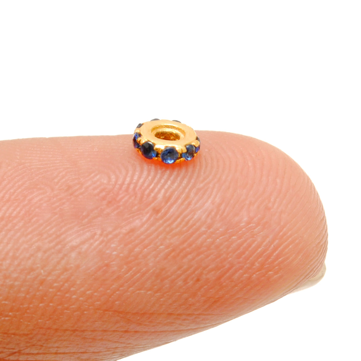 4mm 14k Gold Pave Blue Sapphire Wheel Spacer