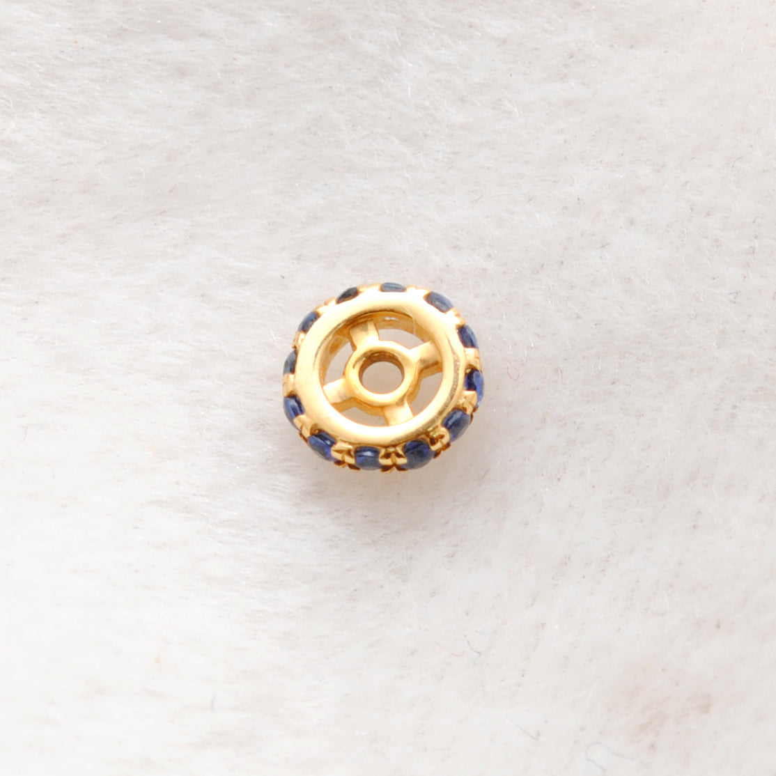 Blue Sapphire 14k Gold Wheel Spacer Finding 5mm