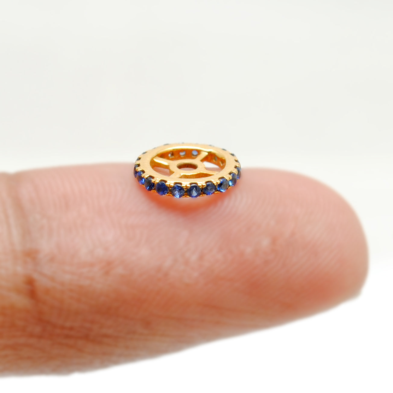 8MM 14k Gold Blue Sapphire Wheel Spacer Findings