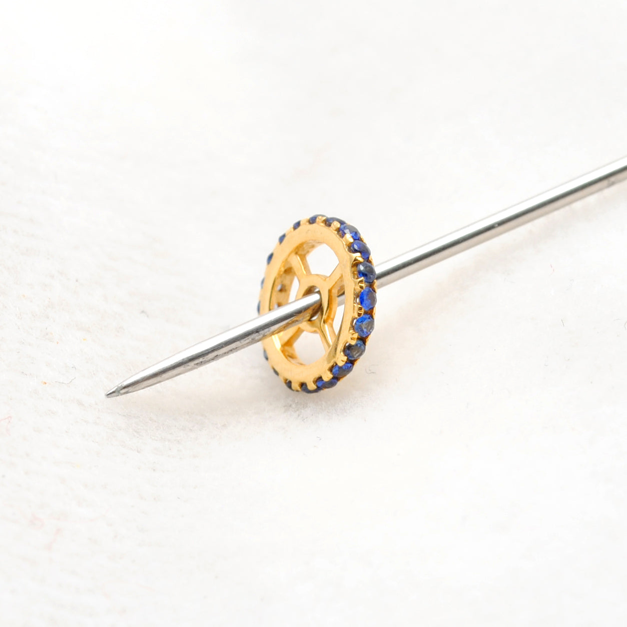 8MM 14k Gold Blue Sapphire Wheel Spacer Findings