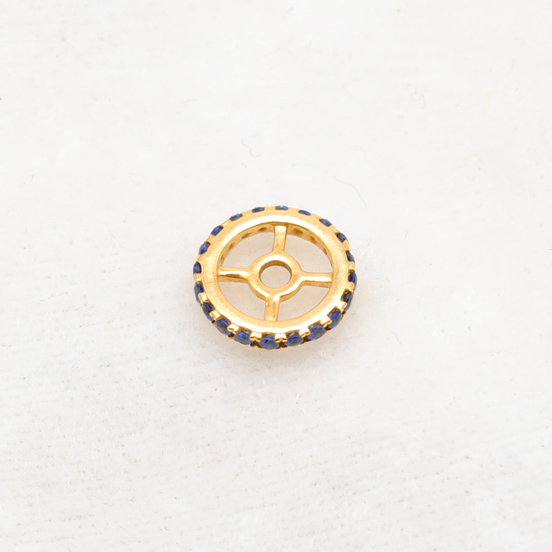 8MM 14k Gold Blue Sapphire Wheel Spacer Findings