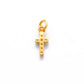 14k Solid Yellow Gold White Diamond Cross Charm
