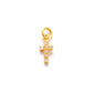 14k Solid Yellow Gold White Diamond Cross Charm