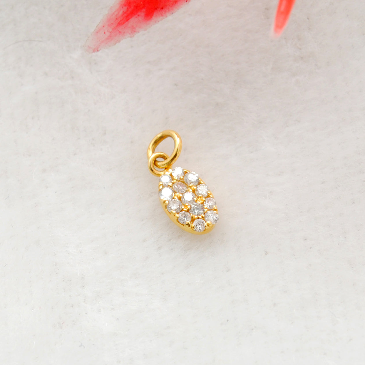 14k Solid Yellow Gold White Diamond Minimal Charm