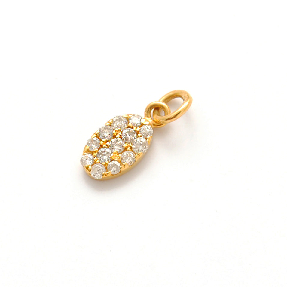 14k Solid Yellow Gold White Diamond Minimal Charm