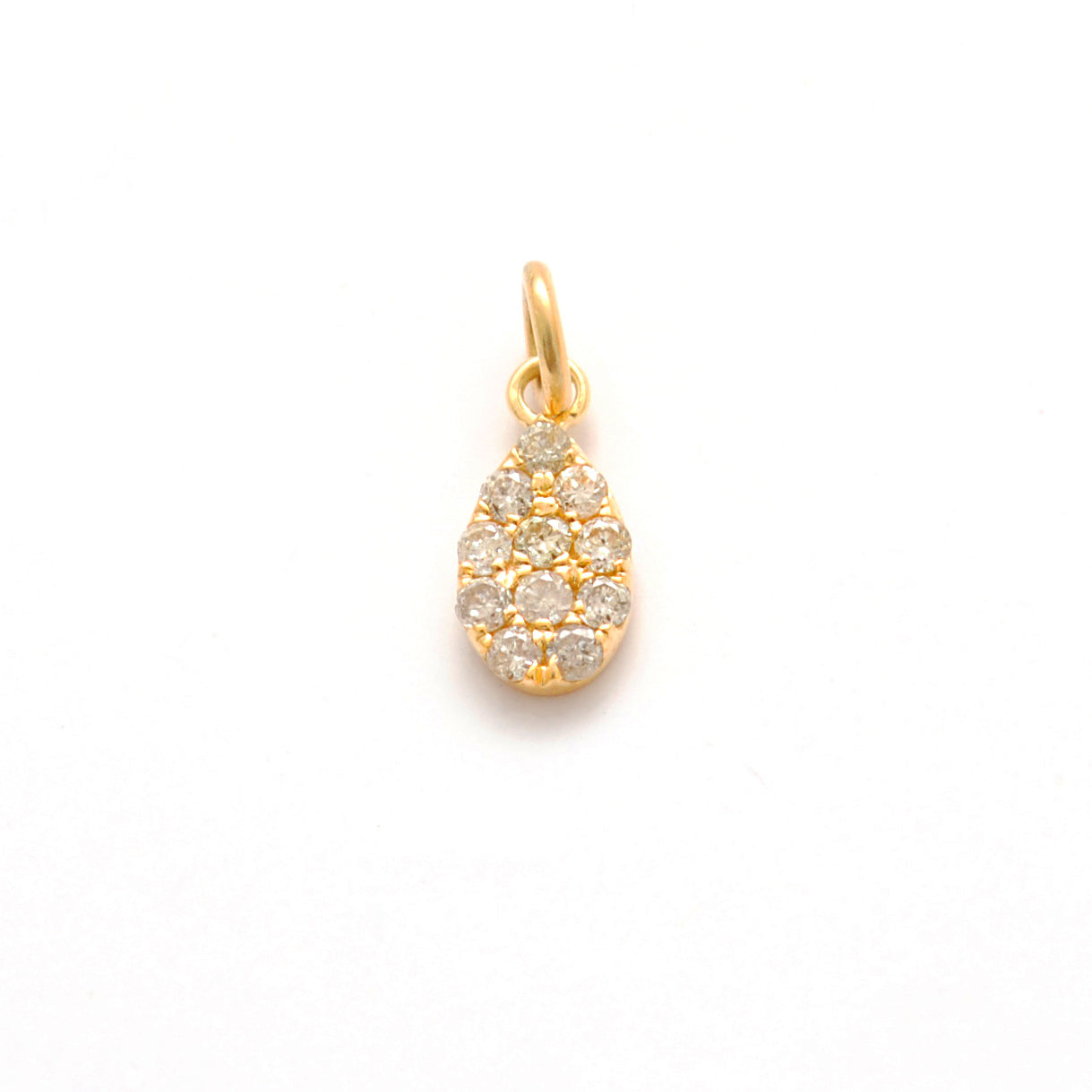 14k Solid Yellow Gold White Diamond Charm Pendant 6x4mm