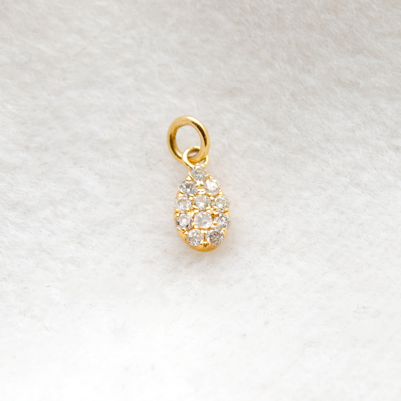 14k Solid Yellow Gold White Diamond Charm Pendant 6x4mm