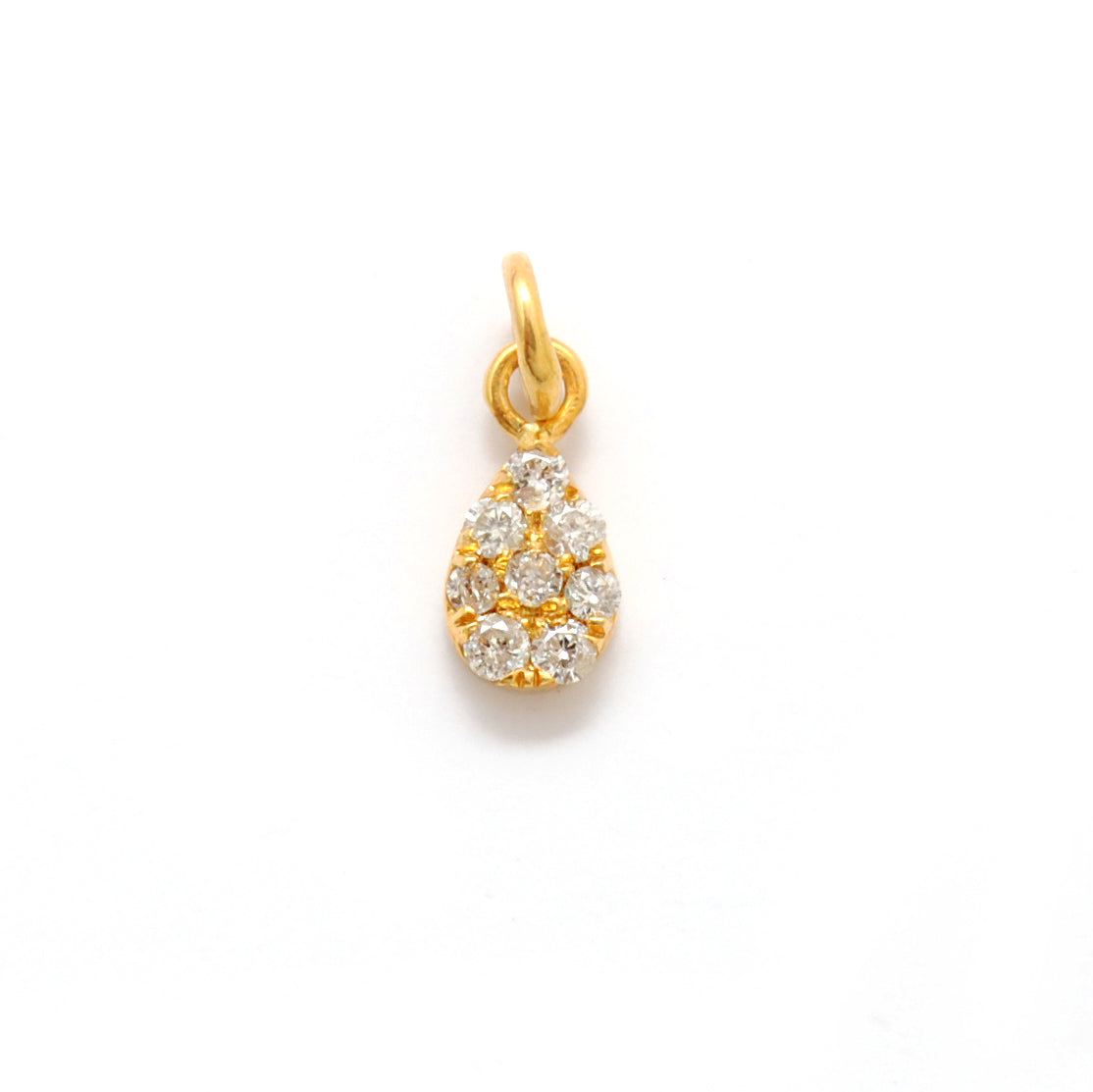 14k Solid Yellow Gold White Diamond Minimalist Charm 5x3mm