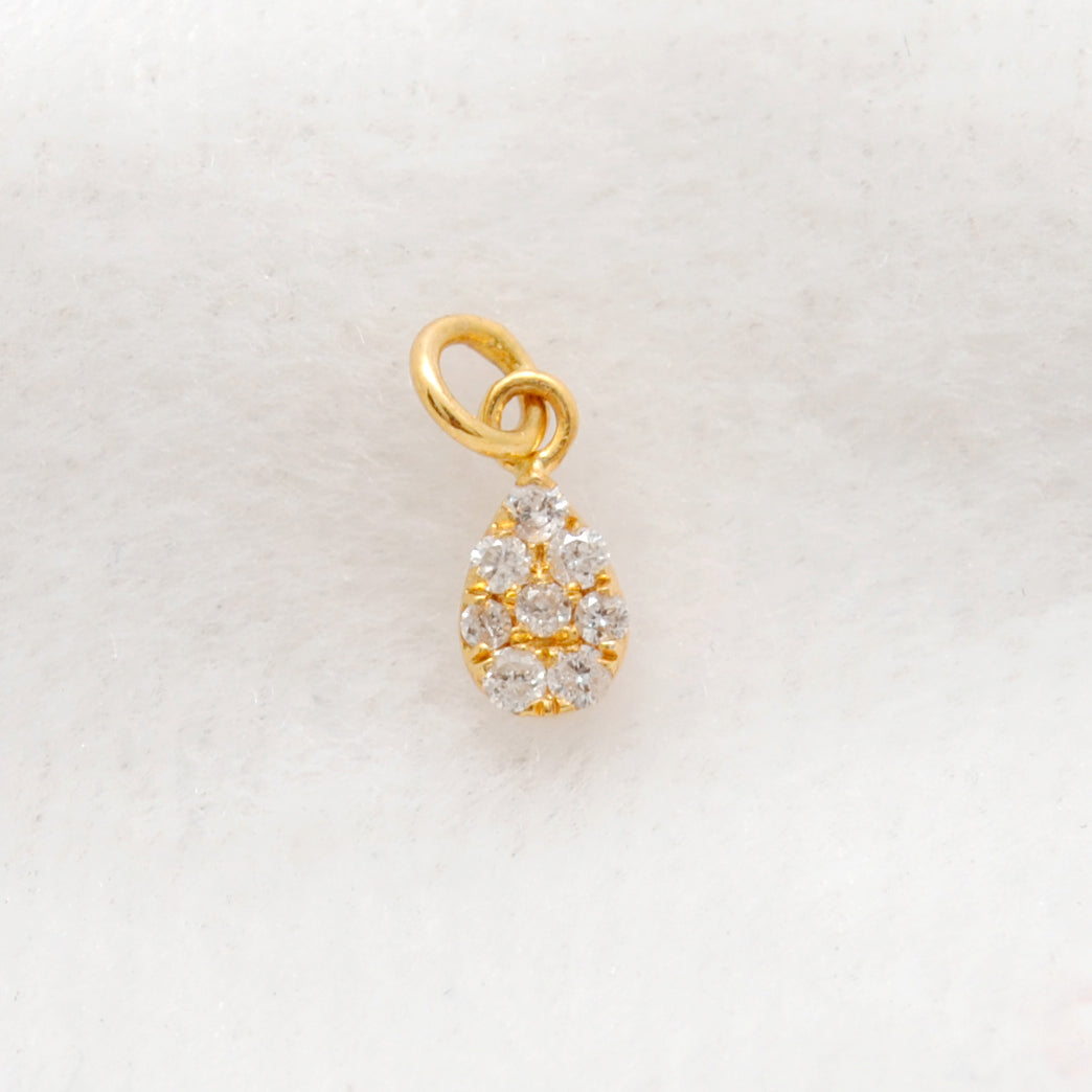 14k Solid Yellow Gold White Diamond Minimalist Charm 5x3mm