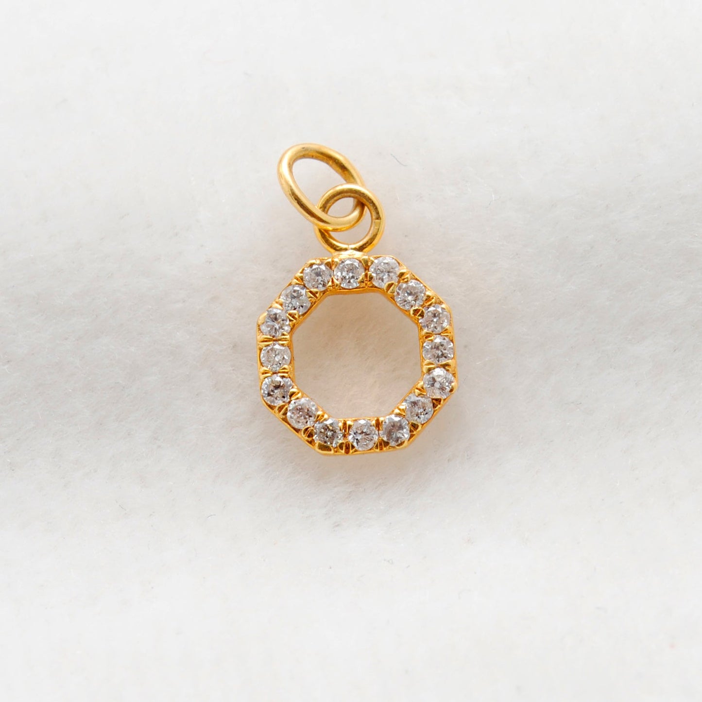 14k Solid Yellow Gold White Diamond Pendant Charm 8mm